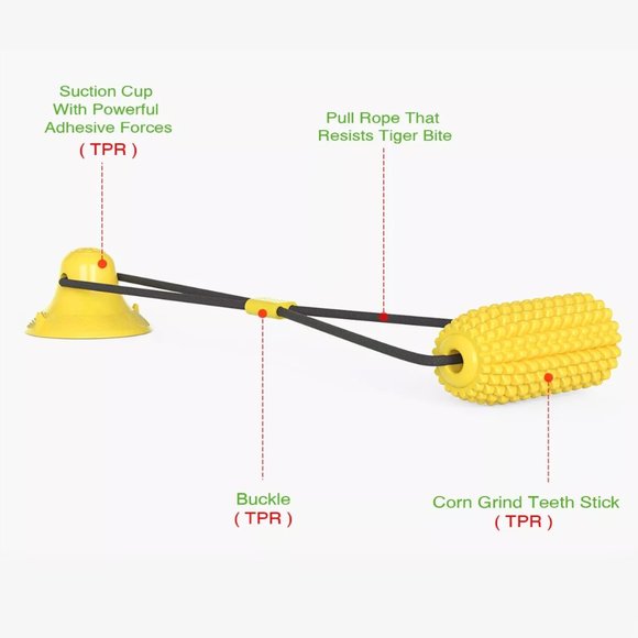 Corn Shape with Rope Yellow Vacuum Suction Cup Chew Toy for Dogs - Picture 8 of 14